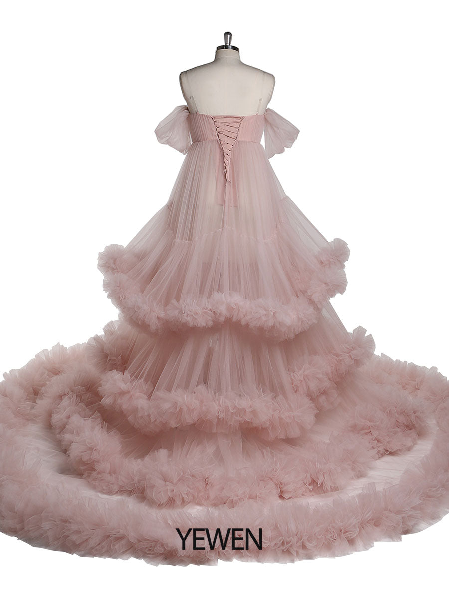 Schulterfreies Umstandskleid mit Herzausschnitt für Fotoshootings, Schwangerschaftsfotografie, Robe, Babypartykleid YW21022 