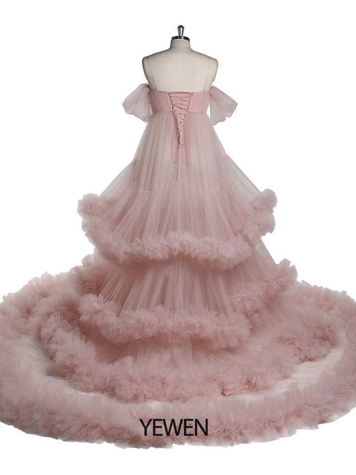Schulterfreies Umstandskleid mit Herzausschnitt für Fotoshootings, Schwangerschaftsfotografie, Robe, Babypartykleid YW21022 