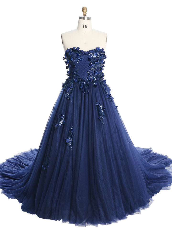 Trägerloses rückenfreies Blumen-Pailletten-Elegantes Abendkleid Fotoshooting-Kleider YW230528