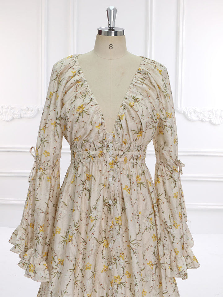 Neues Maxikleid aus Baumwolle mit Blumendruck, Boho-Strandkleid, Umstandskleid, ausgefallene Fotografie-Requisiten, YEWEN YD211202