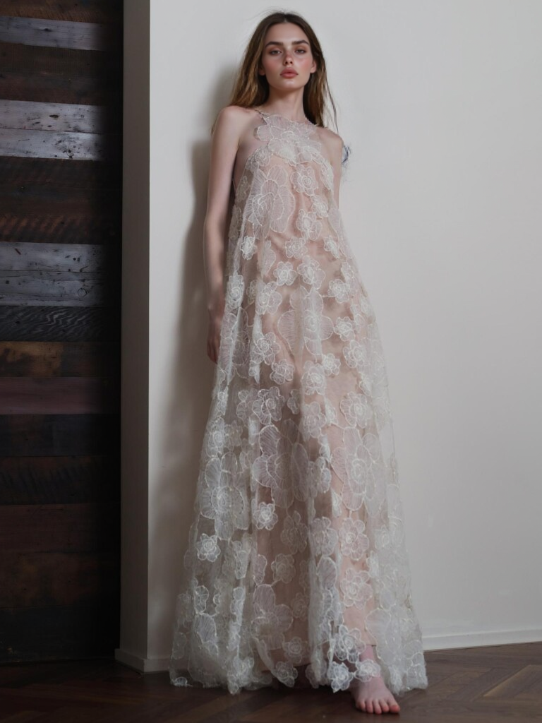 Elegantes Kleid Ärmellos Neckholder Locker Boho Spitze Lange Kleider Sommer 