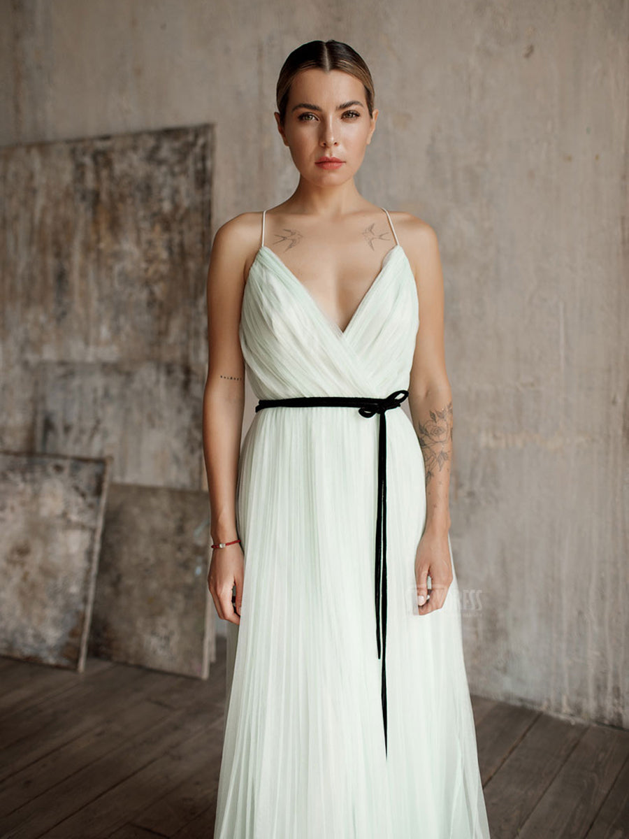 Ärmelloses, sexy, plissiertes Maxi-Wickel-Ballkleid mit V-Ausschnitt