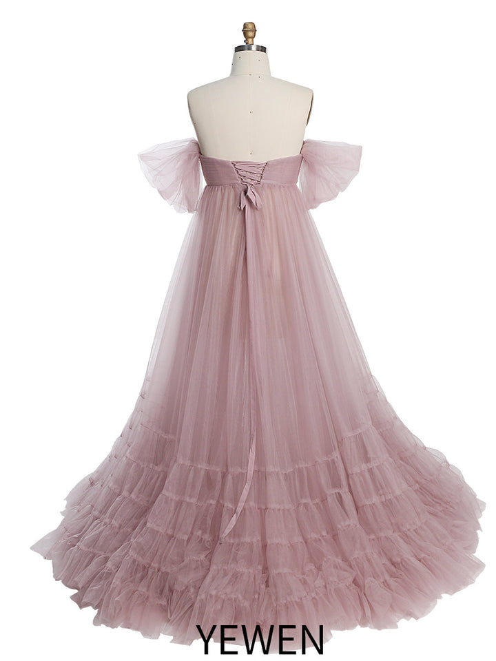 Elegantes Tüll-Fotoshooting-Kleid, Umstandskleid für Fotoshootings, YW231018 
