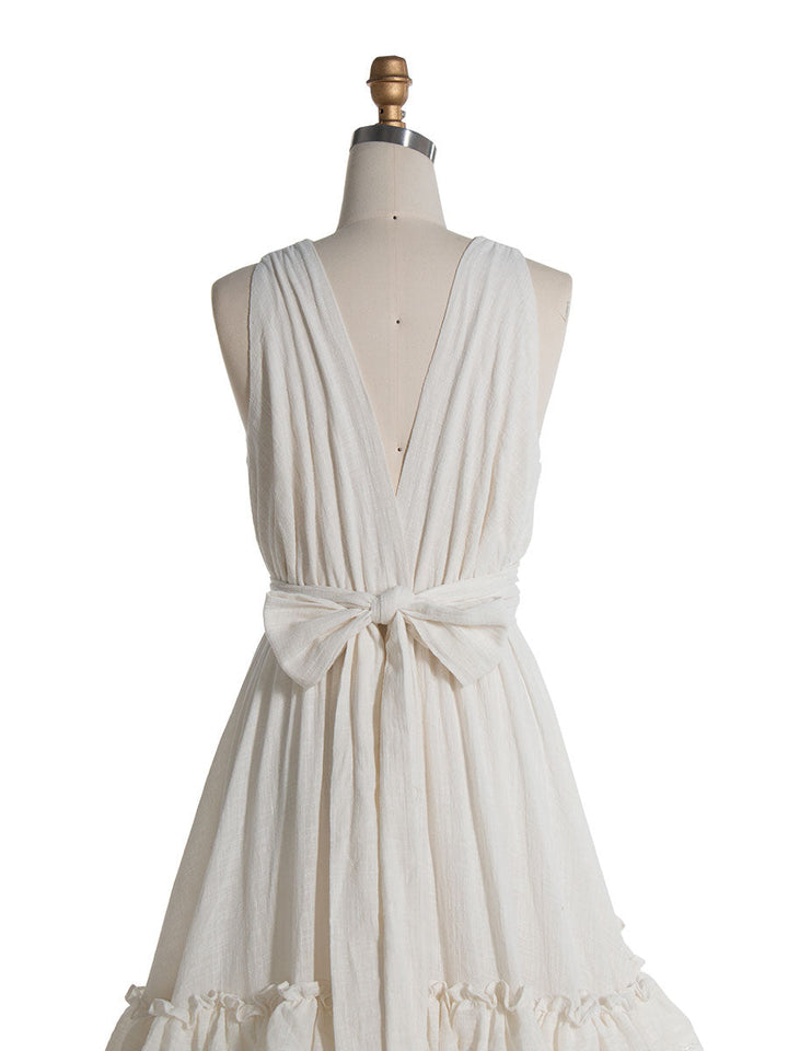 Boho Chic Cotton Layered Ruffles Maxi Dress 