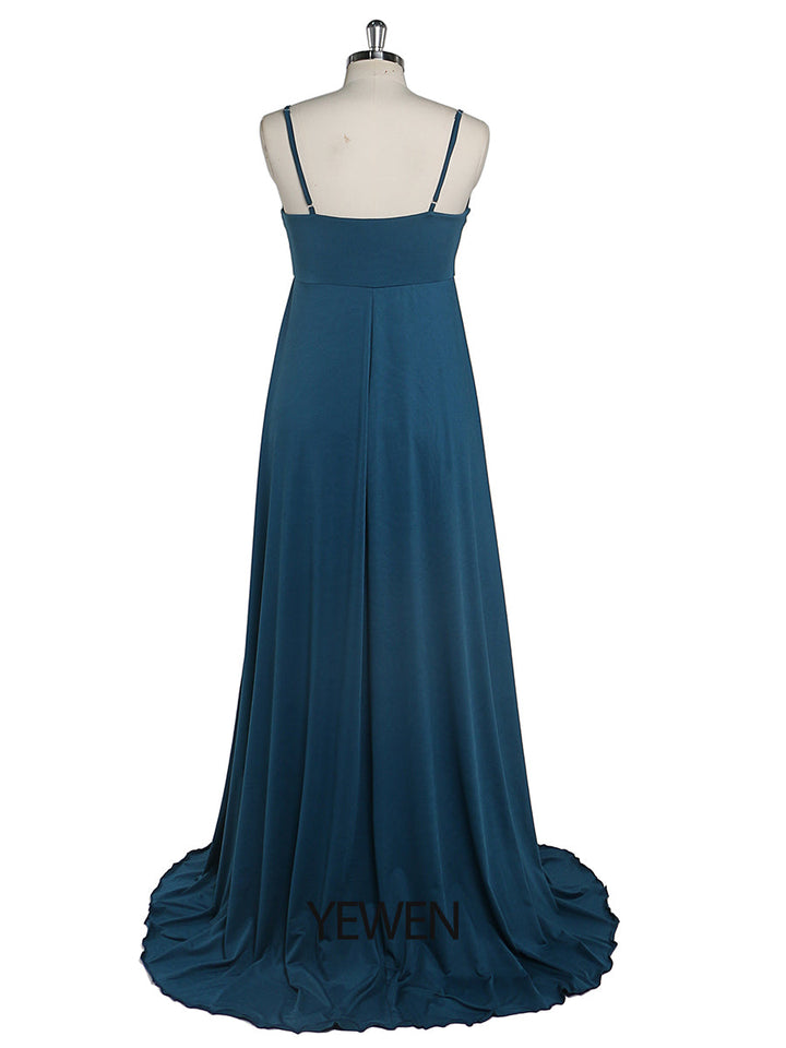 Elegantes Damen Sling Kleid Elastischer Stoff Schlichtes Abendkleid Lang Benutzerdefinierte Farbe YEWEN 