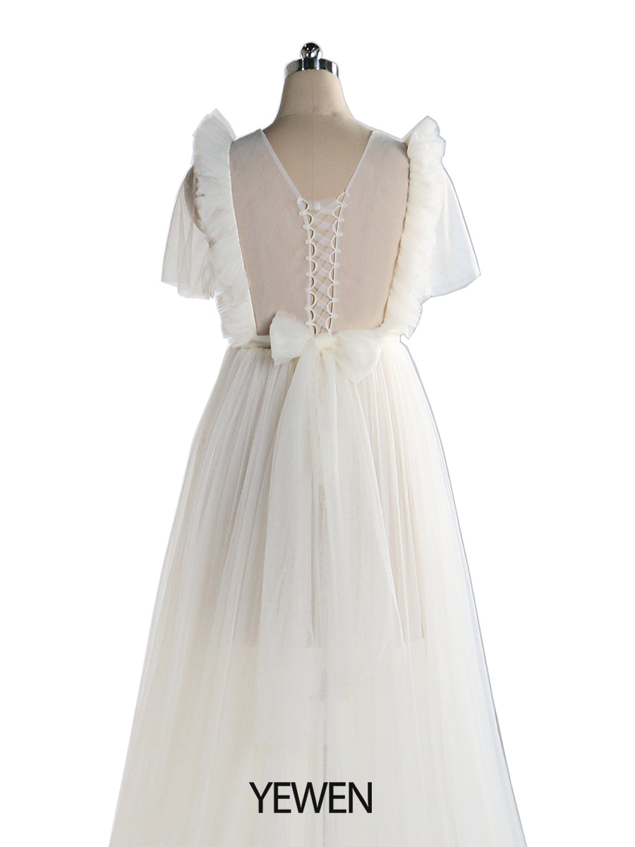 Weißes Umstandskleid mit Rüschen und kurzen Ärmeln, Maxi-Partykleid