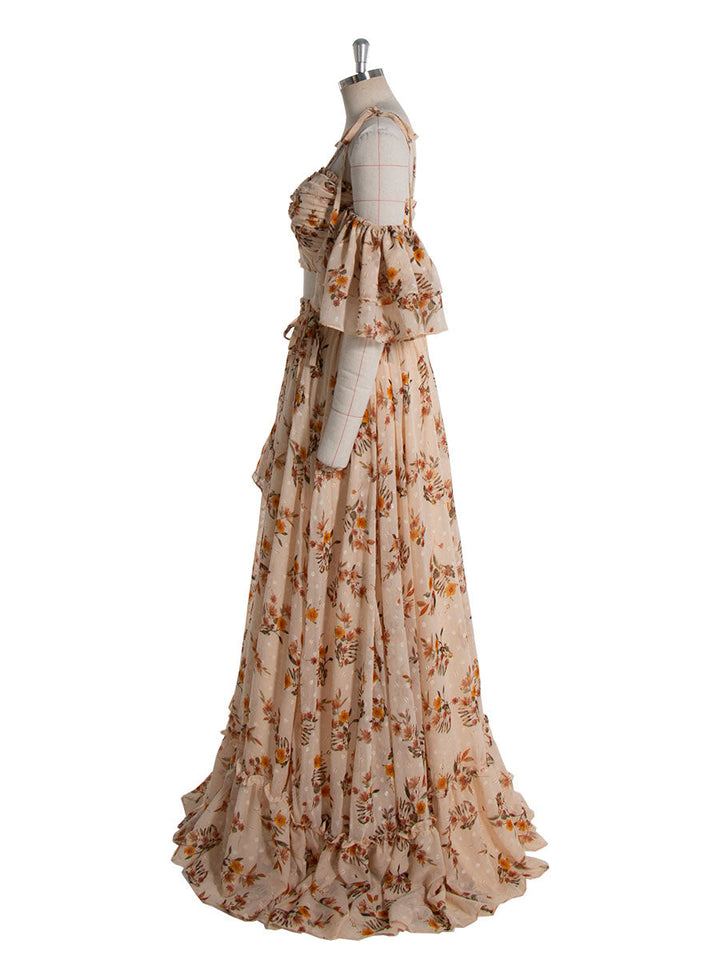 Boho 2 Piece Set , Printed Floral Dress , Woman Maxi Dress ,Photography Props Outfits