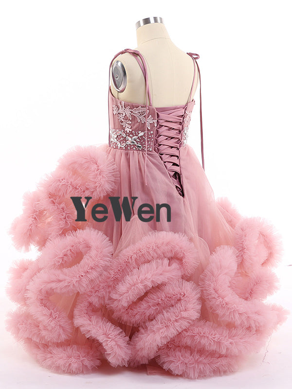 Wolke Kleine Blume Mädchen Kleider für Hochzeiten Party Kleider Sexy Kinder Stickerei Kinder Geburtstag Kleider 