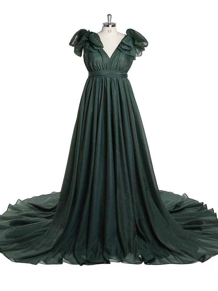 Umstandsbrautkleider aus Seide mit langer Schleppe, Umstands-Fotoshooting-Kleid für Babyparty, YW221102 