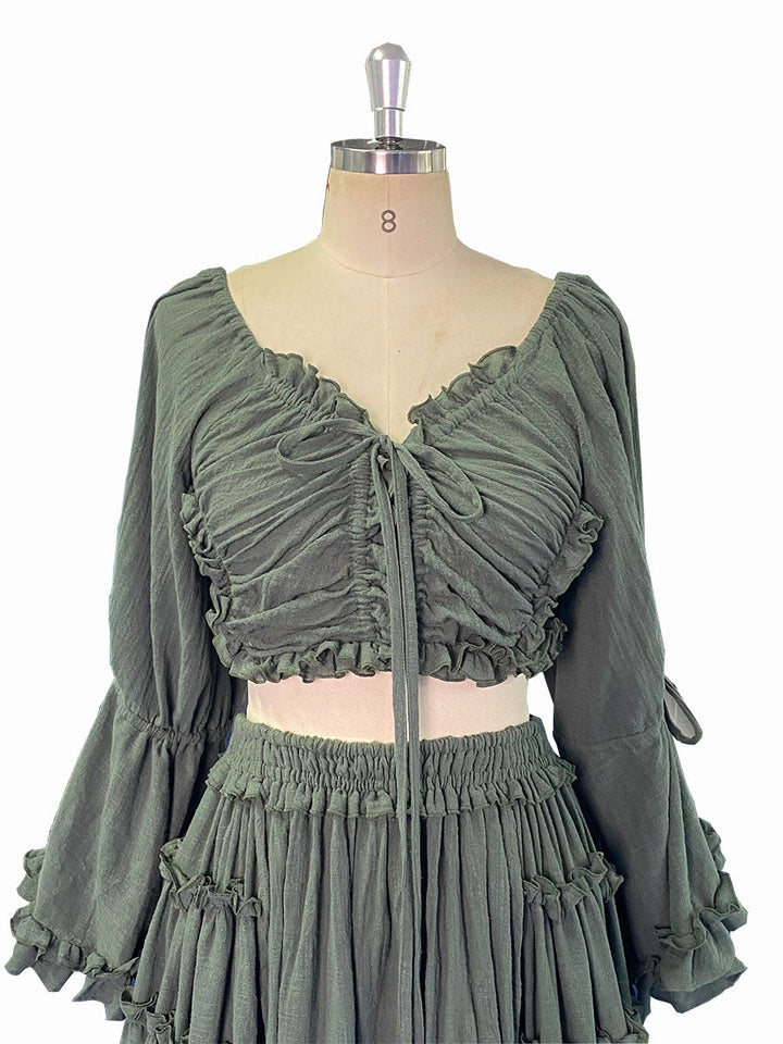 2 Piece Set, Long Sleeves , Cotton Woman Maxi Dresses for Photo Shoot, Fancy Photography Props