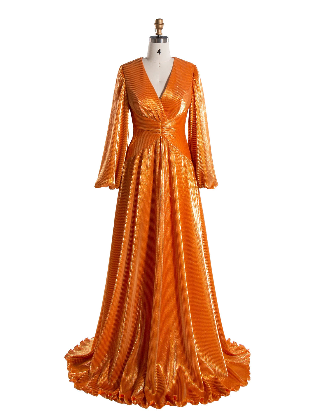 A-line , V Neck, Floor Length, Prom Dresses with Long Sleeves