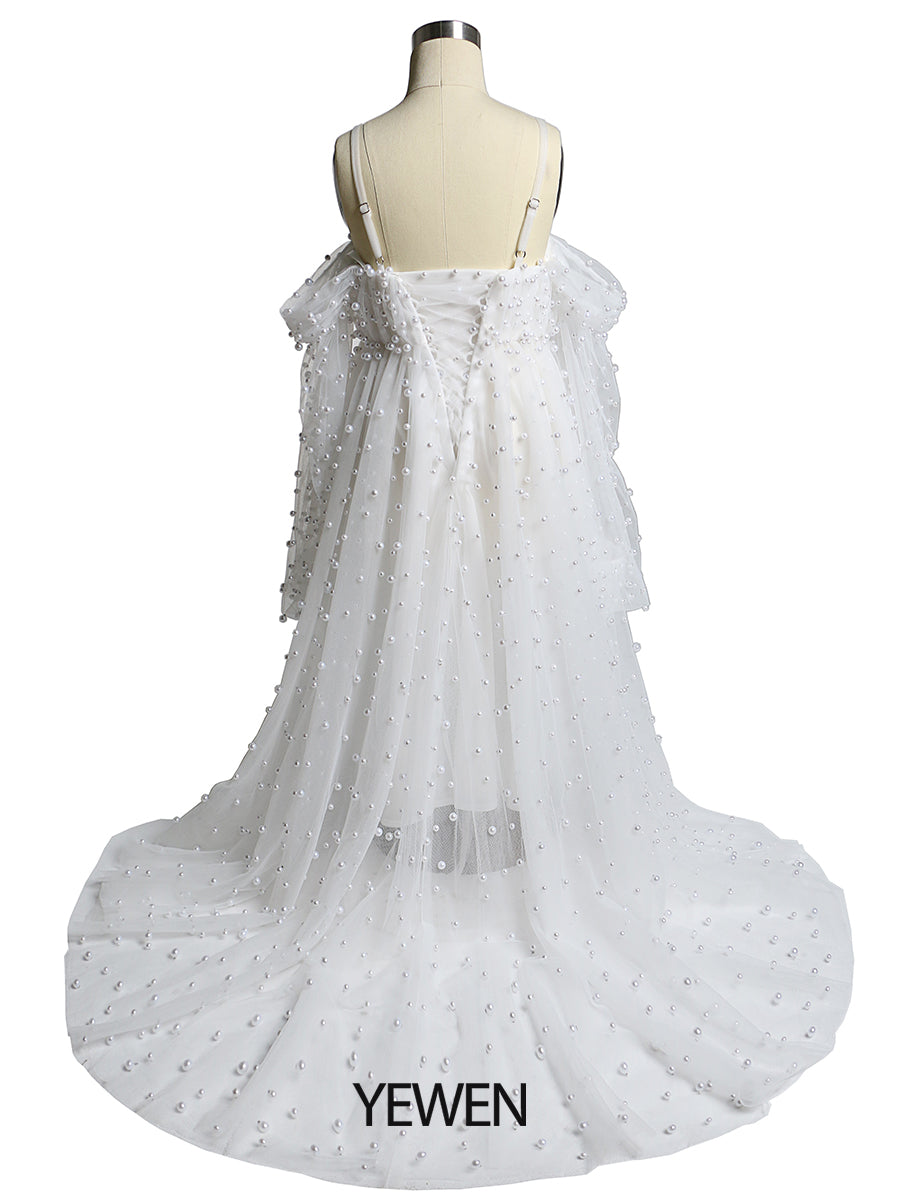 Tüll Perlen Mädchen Kleid für Fotoshooting Kinder Party Ballkleid Blumenmädchenkleider Kinder Partykleid für Hochzeit 