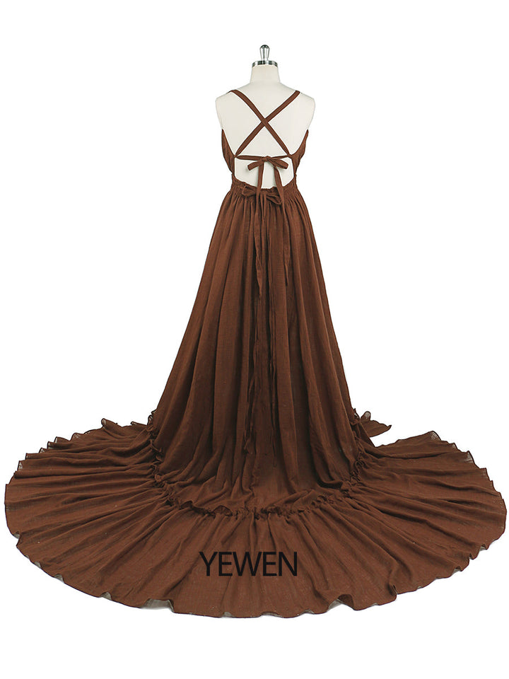Abendkleider mit V-Ausschnitt und Stretch-Taille, Fotografie-Kleid, Babyparty-Kleid für Schwangere, YEWEN YD211009