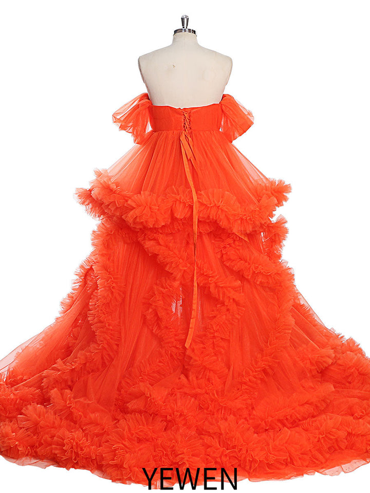 Schulterfreies Umstandskleid für Fotoshootings, Schwangerschaftsfotografie, Robe, Babypartykleid YW220108