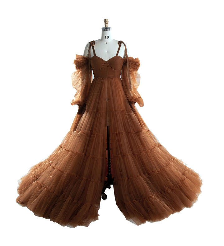 Umstandskleid für Fotoshootings, Tüllkleid, Fotografiekleid mit Bauchschlitz vorne, YW221106 