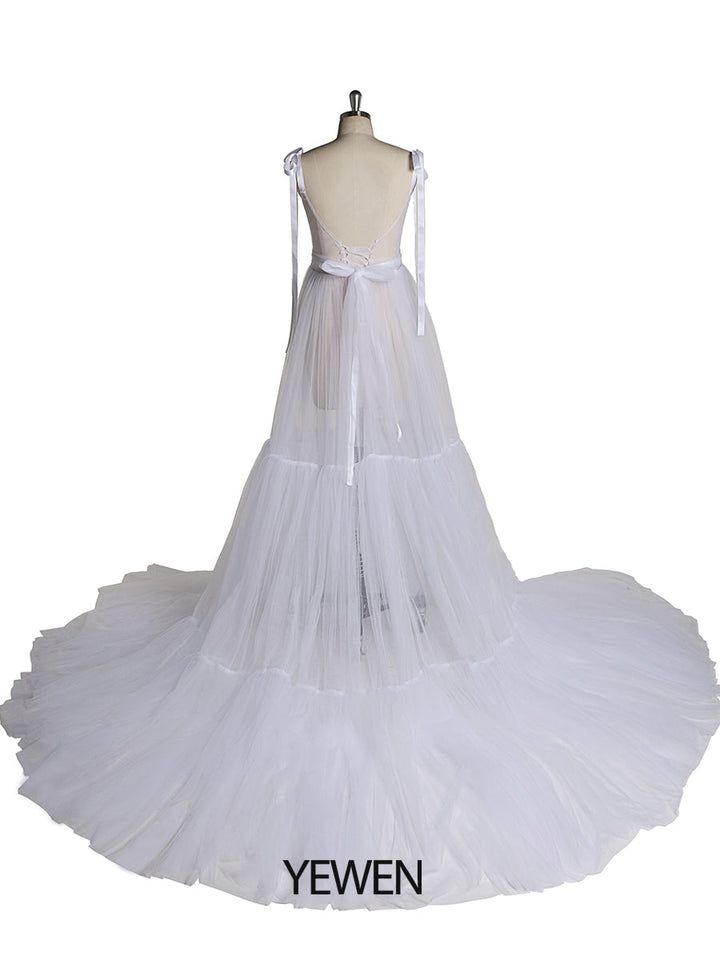 Ärmelloses, sexy Abendkleid mit V-Ausschnitt und Schlitz für Fotoshootings YW2025