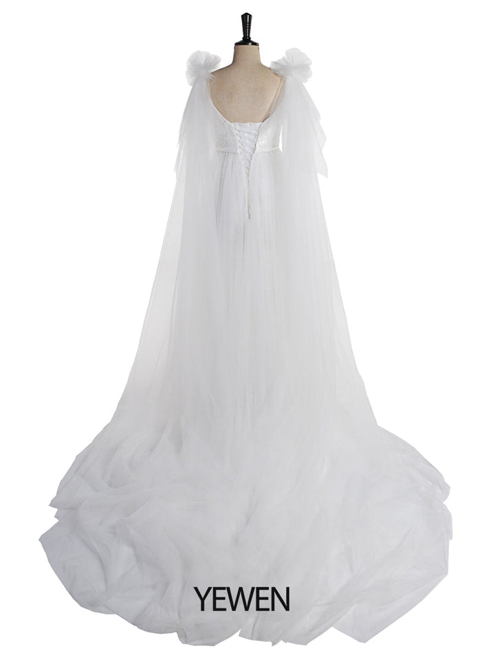 Schulter Rüschen Blume Lange Mutterschaft Brautkleid Foto-Shooting Kleid