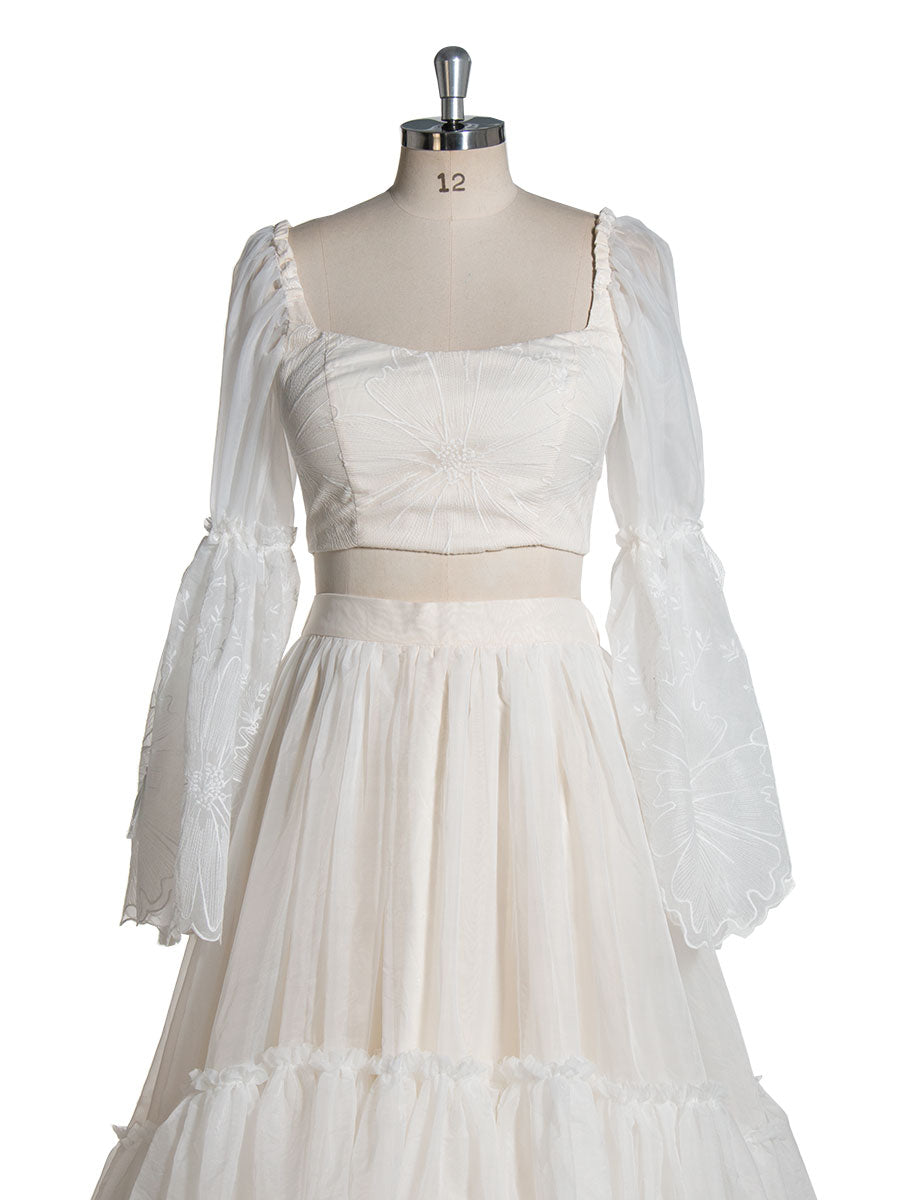 Elegantes 2-teiliges Set Boho Spitzenkleid für Fotoshooting Schwangerschaftsfreundlich - Brautkleid YW240097 