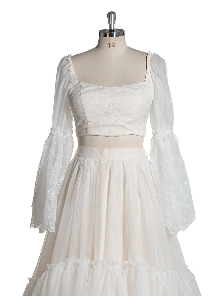Elegantes 2-teiliges Set Boho Spitzenkleid für Fotoshooting Schwangerschaftsfreundlich - Brautkleid YW240097 