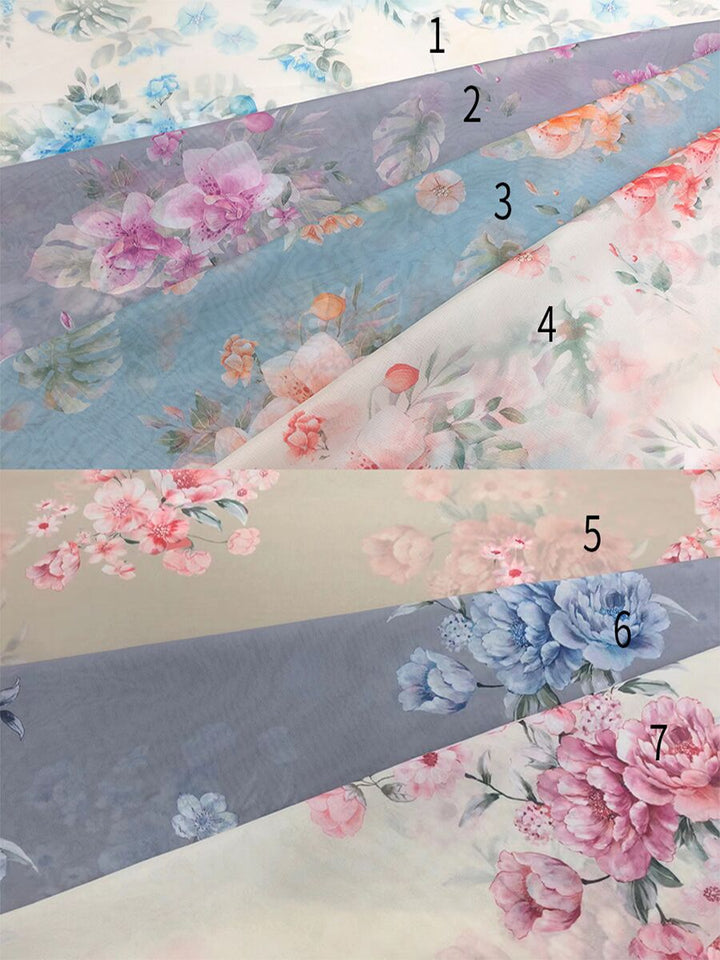 A Line, Floor Length , Pink Printing Floral, Prom Dress