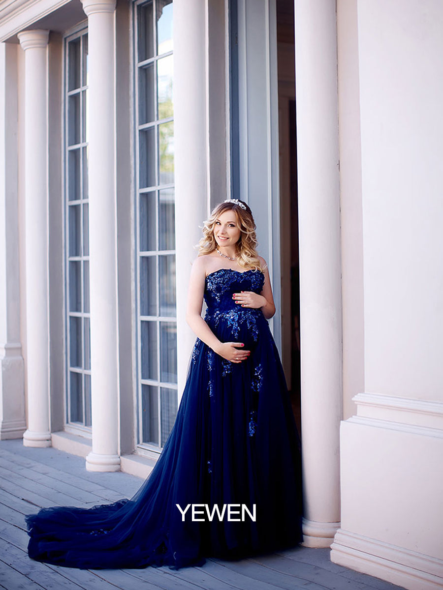 Trägerloses rückenfreies Blumen-Pailletten-Elegantes Abendkleid Fotoshooting-Kleider YW230528