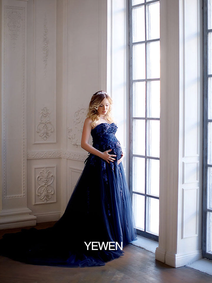 Trägerloses rückenfreies Blumen-Pailletten-Elegantes Abendkleid Fotoshooting-Kleider YW230528